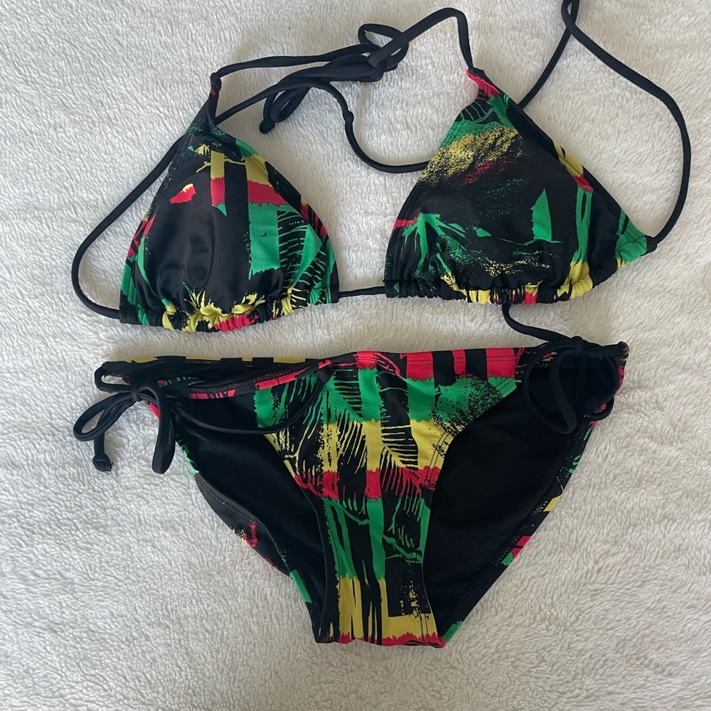 Rasta print bathing suit